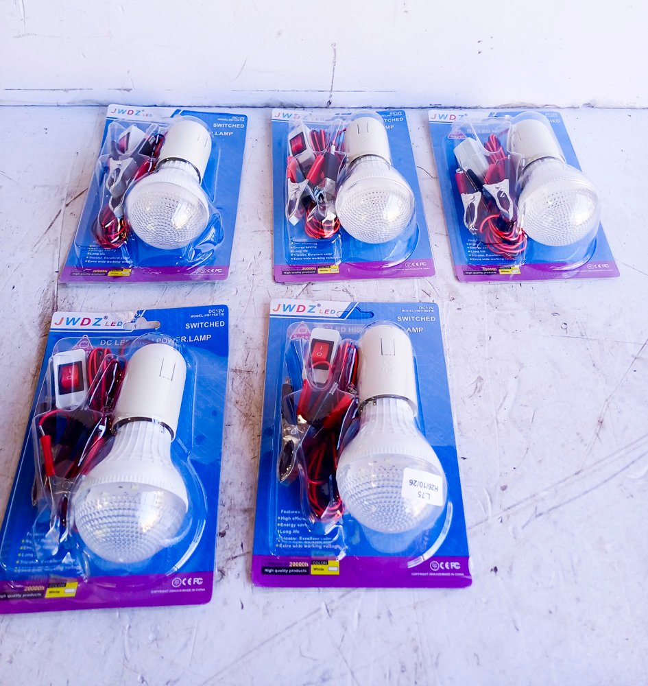 Set de 5 Lámparas Piloto LED 12V con Pinzas y Interruptor
