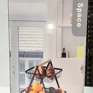 Frutero/Centro de Mesa de Hierro Negro con 3 Niveles, Nuevo en Caja - imagen 3