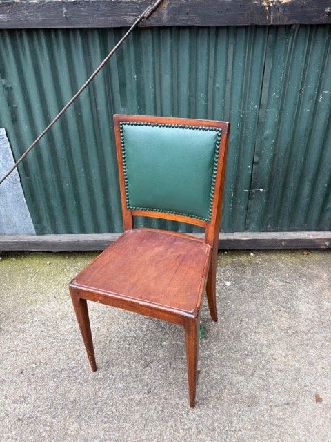 Silla de Madera con Tapizado Verde y Tachas