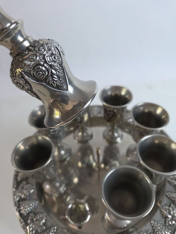 Juego divisor de vino Kiddush chapado en plata - imagen 6