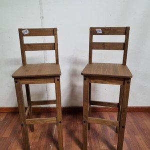 Banquetas Altas de Madera con Respaldo (Set de 2) - imagen 1