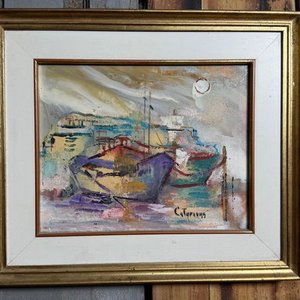Lote anterior: Óleo "Barcos en Puerto" de Corina Catarivas, 26x21cm