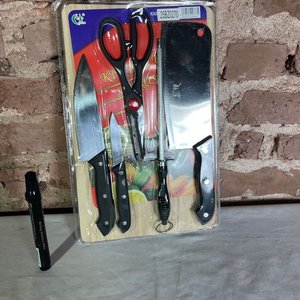 Set de Cocina: Tabla de Madera, Cuchillos, Tijera y Hacha - imagen 3