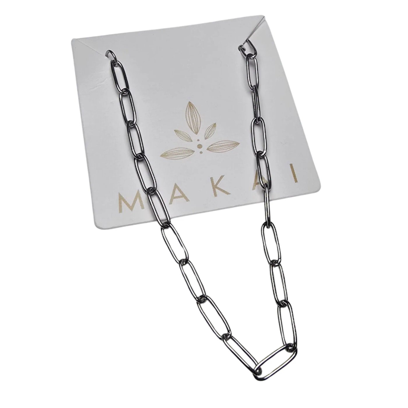 Pulsera Cadena Eslabón Paperclip Alargado Acero Quirúrgico Makai