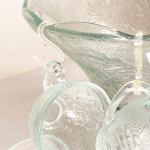 Ponchera de Vidrio Hialino con Tazas a Juego y Decorado Floral - imagen 3