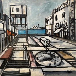 Lote anterior: Oleo "Perspectiva con reloj" de Jonio Montiel, 50 x 55 cm