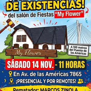 Lote siguiente: Gran Remate de Salón de Fiestas "My Flower" en Montevideo