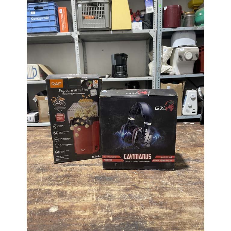 Máquina de Popcorn RAF y Auriculares Gaming CAVIMANUS GX