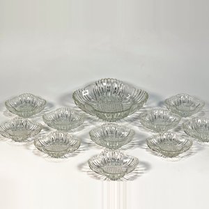 Juego de 11 Piezas de Vidrio Prensado para Postre: Ensaladera y Compoteras - imagen 2