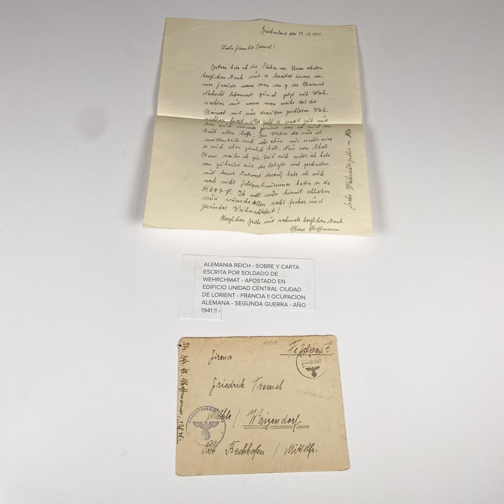 Carta de soldado alemán de la Segunda Guerra Mundial