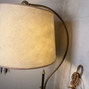 Lámpara de Pie Antigua de Bronce con Pantalla Textil - imagen 3
