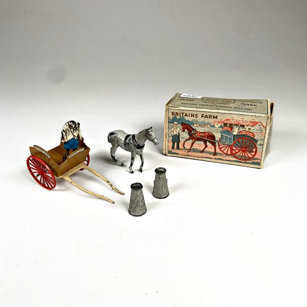 Carro Lechero Britains Farm de Plomo Inglés con Caballo y Tinas - imagen 1
