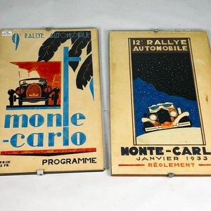 Dos Cuadros Vintage Rally Montecarlo Programa y Reglamento - imagen 1