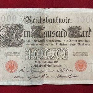 Lote anterior: Billete Alemán de 1000 Mark de 1910