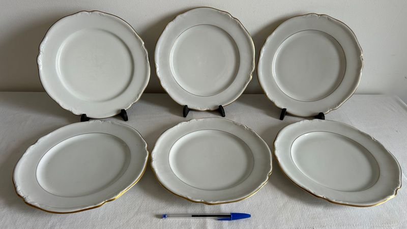 Juego de 6 Platos Llanos de Porcelana Alemana Bavaria