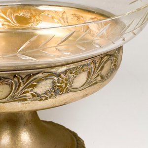Centro de Mesa Metálico con Cuenco de Cristal Grabado - imagen 3