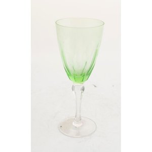 Set de 7 Copas de Cristal Verde Tallado - imagen 3