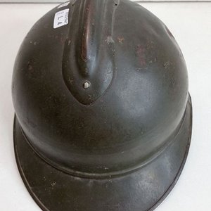 Casco Militar Francés Adrian 1GM con Orificio de Bala y Liner "LD" - imagen 3