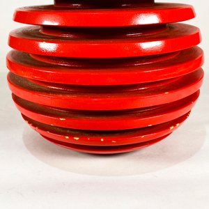 Antiguo Florero Art Decó de Madera Roja - imagen 3