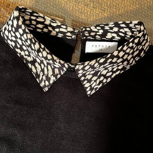 Buzo Negro Papaya con Cuello Camisa Estampado Talle 14 - imagen 2