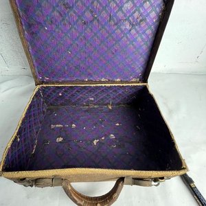 Valija Antigua de Viaje Marrón con Detalles de Cuero - imagen 6