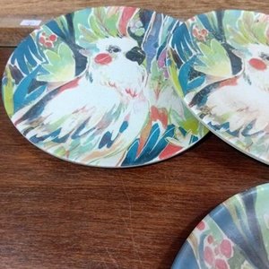 Set de 4 Platos Vintage de Melamina con Diseño de Cacatúa - imagen 4