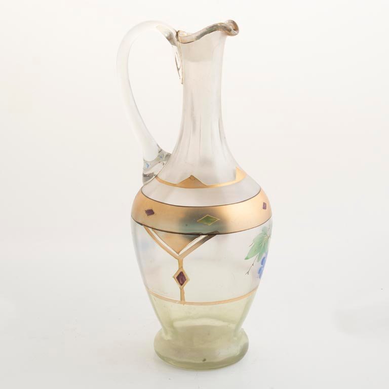 Jarra de Cristal Veneciano con Esmalte y Diseño de Uvas - 30cm