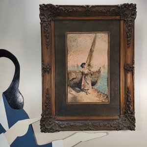 Obra de Arte: Técnica Mixta Lápiz y Acuarela con Marco Ornamentado - imagen 10