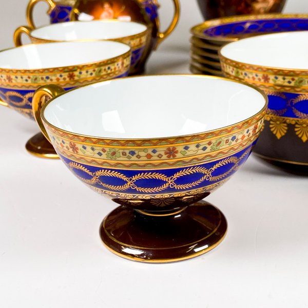 Juego de porcelana viejo viena, decorado niños, para servir té 15 piezas - imagen 3