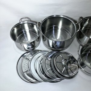 Juego de 5 Cacerolas Vaporeras de Acero Inoxidable con Tapas - Nuevas en Caja - imagen 2