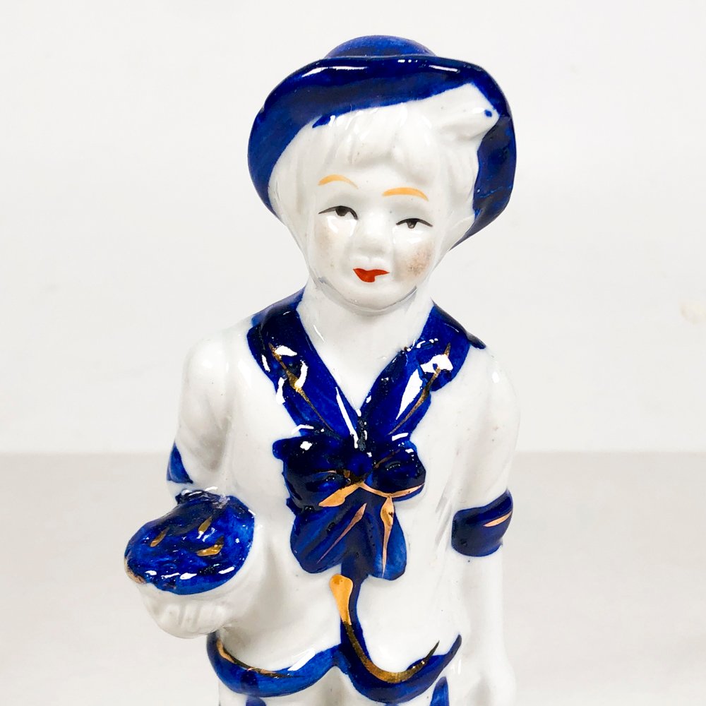 Figurita en porcelana azul y blanca con motivo dama - imagen 2