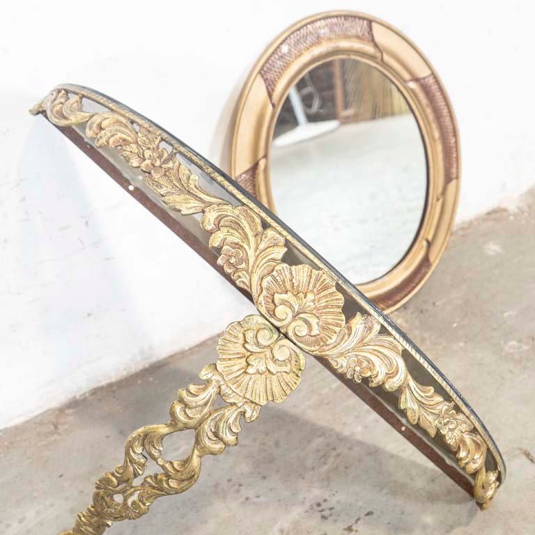 Dressoir y espejo decorativo de bronce con vidrio y madera - imagen 2