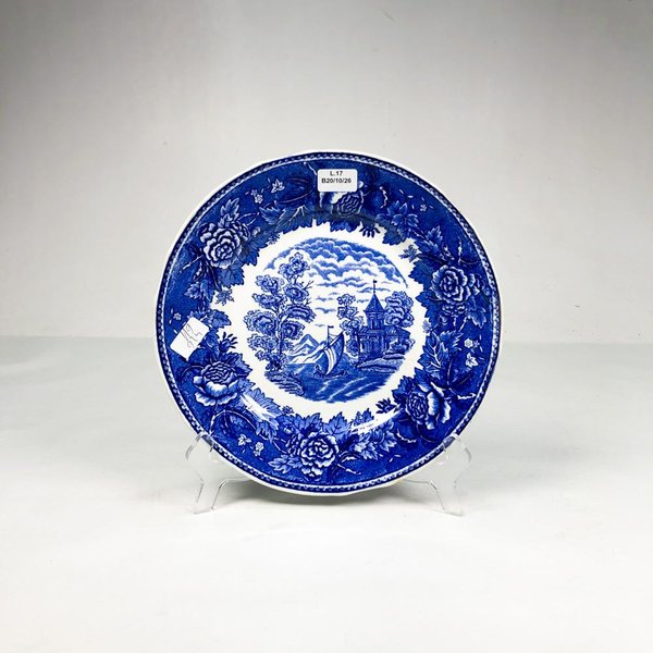 Plato de Porcelana Arabia Finlandés Estilo Willow Azul y Blanco - imagen 1