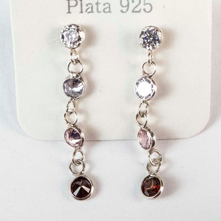 Parejas de pendientes de plata con cristales - imagen 2