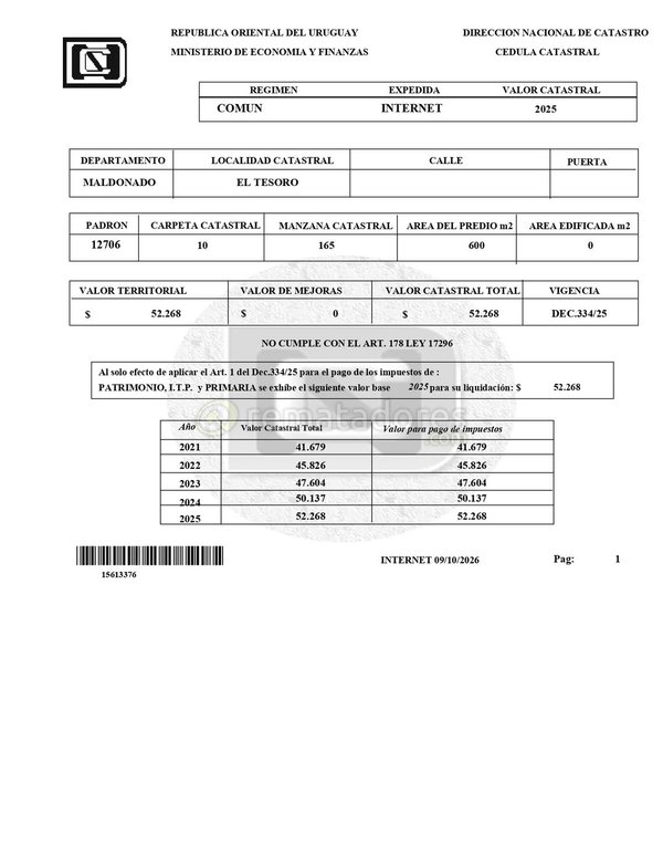 Recibo de Pago de Impuestos de Contribución Inmobiliaria