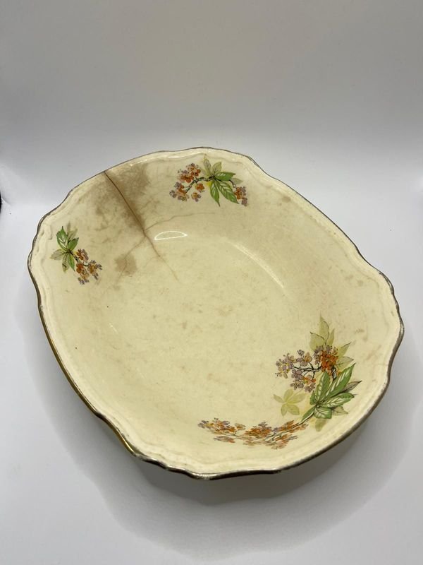 Fuente de porcelana vintage firmada para decoración - imagen 2