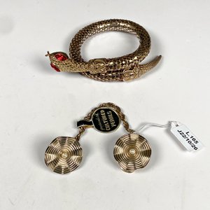 Pulsera Serpiente Fantasía con Ojos Rojos y Solapero con Perlas de Cultivo - imagen 2