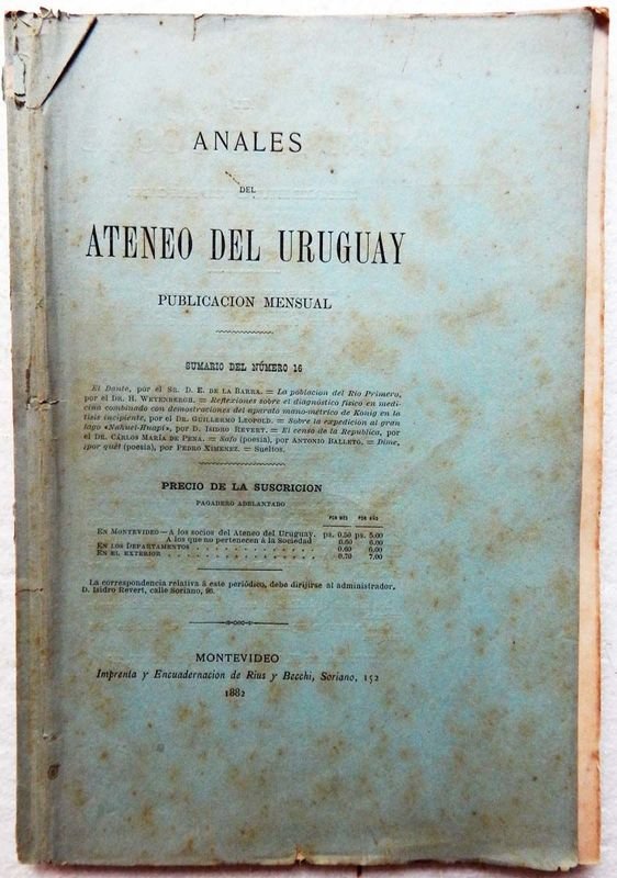 Revista Anales Del Ateneo Del Uruguay. Año II - Tomo III - Diciembre, 5 de 1882 - Número 16. - imagen 1