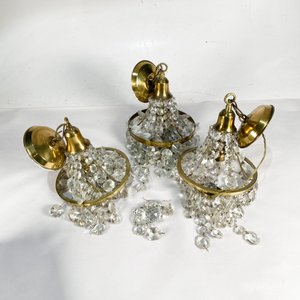 Tres Apliques de Bronce con Cristales Estilo Vintage - imagen 2
