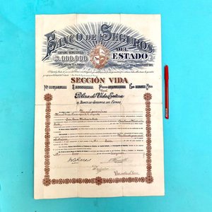 Lote anterior: Póliza de Vida Banco de Seguros del Estado - Año 1919, Firmada