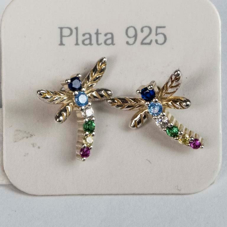 Pareja de pendientes de plata con cristales - imagen 2