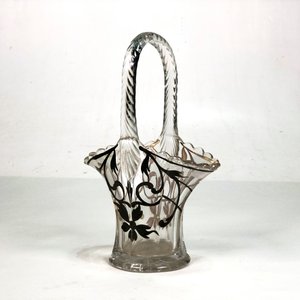 Centro de Vidrio Transparente con Asa y Esmaltado Plateado - 25 cm - imagen 2