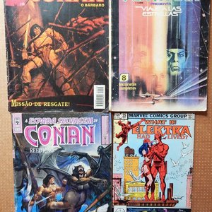 Lote siguiente: Lote de 4 Revistas de Cómics: Conan, Elektra, Viaje a las Estrellas y Star Wars