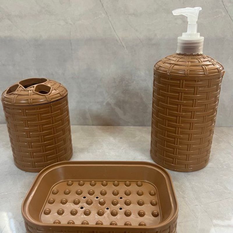 Set de baño símil ratan 3 pzas - Aparatos para el hogar