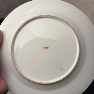 Plato y 5 Platillos de Porcelana Japonesa con Flores - imagen 3