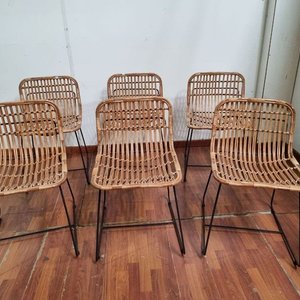 Set de 6 Sillas Nórdicas de Hierro y Rattan Natural - imagen 1