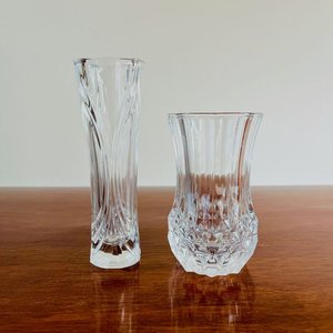Juego de 2 Floreros Antiguos Europeos de Cristal Tallado - imagen 2