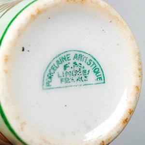 Florero Limoges de Porcelana Verde con Diseño Floral - imagen 3