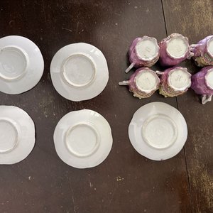 Juego de Tazas y Platillos de Porcelana Nacarada Alemana - imagen 3