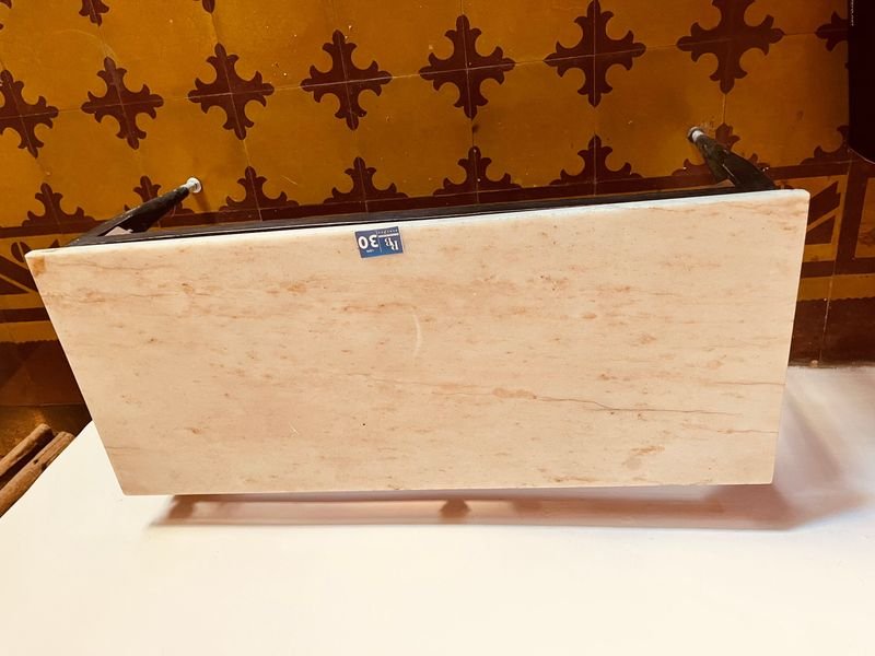 MESA RATONA MADERA Y TAPA MARMOL CARRARA - imagen 2